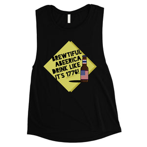 Brewtiful Abeerica Womens 4th of July Muscle Tank Top Funny Gift