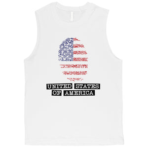 Fingerprint USA Flag Mens Muscle Tee Funny 4th of July Outfit Gift