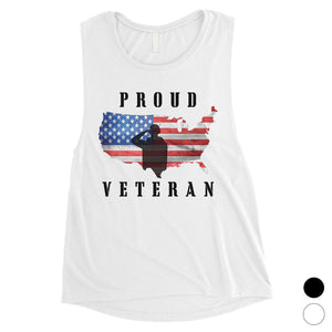 Proud Veteran Mom Womens Cute Graphic Muscle Tee For Workout Gift