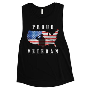 Proud Veteran Mom Womens Cute Graphic Muscle Tee For Workout Gift