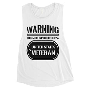 Protected By Veteran Gift Womens Muscle Tee Proud Army Mom July 4th