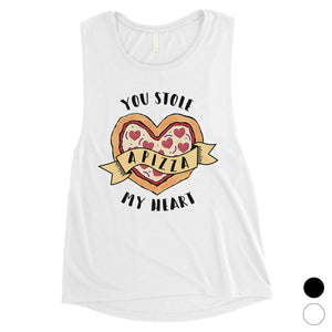 Stole Pizza My Heart Womens Cute Graphic Workout Muscle Shirt Gift