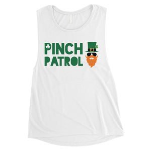 Pinch Patrol Leprechaun Womens Muscle Top Cute St Paddy's Day Shirt