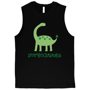 Shamrock Saurus Mens Muscle Top Funny New Dad St Patricks Day Shirt