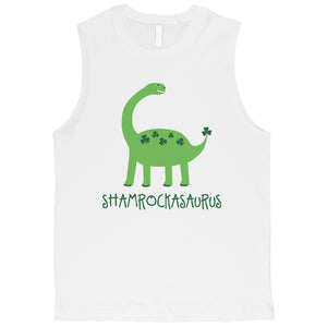 Shamrock Saurus Mens Muscle Top Funny New Dad St Patricks Day Shirt