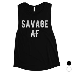 365 Printing Savage AF Womens Funny Saying Workout Tank Top Cute Muscle Shirt