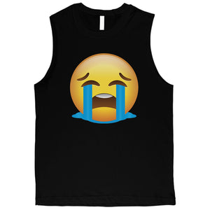 Emoji-Crying Mens Bitter Hurting Sad Halloween Costume Muscle Shirt