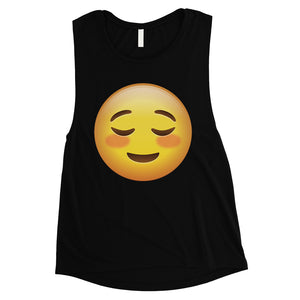 Emoji-Blush Womens Witty Fun Motivating Halloween Muscle Shirt Gift