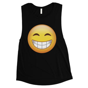 Emoji-Smiling Womens Strong Encouraging Cool Halloween Muscle Shirt