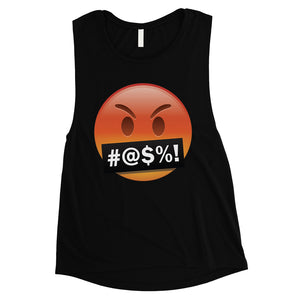 Emoji-Angry Womens Worry Silly Great Wonderful Muscle Shirt Gift