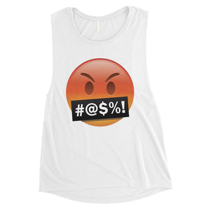 Emoji-Angry Womens Worry Silly Great Wonderful Muscle Shirt Gift