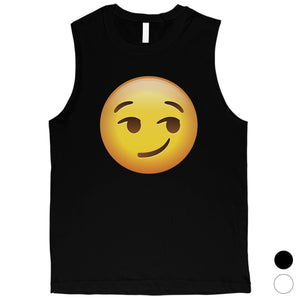 Emoji-Smirking Mens Sweet Thoughtful Awesome Halloween Muscle Shirt