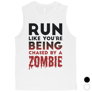 Chased By Zombie Mens Spooky Whimsical Cool Muscle Shirt Gag Gift