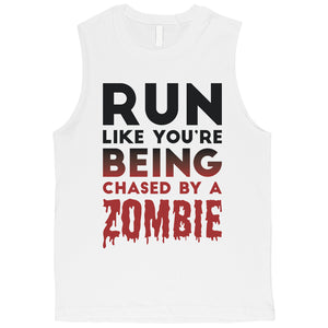 Chased By Zombie Mens Spooky Whimsical Cool Muscle Shirt Gag Gift