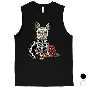 Frenchie Day Of Dead Funny Halloween Costume Cute Mens Muscle Shirt