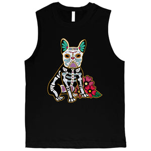 Frenchie Day Of Dead Funny Halloween Costume Cute Mens Muscle Shirt