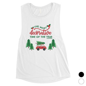 Decorative Christmas Time Womens Muscle Top