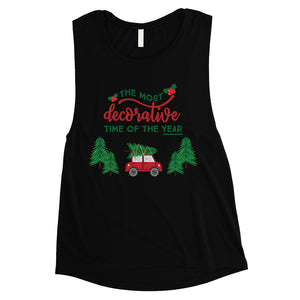 Decorative Christmas Time Womens Muscle Top