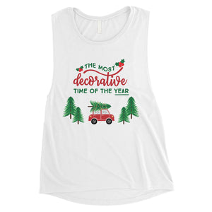 Decorative Christmas Time Womens Muscle Top