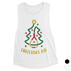 Christmas Medical Tree Womens Muscle Top