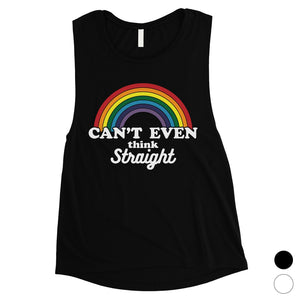 LGBT Can't Straight Rainbow Womens Muscle Top