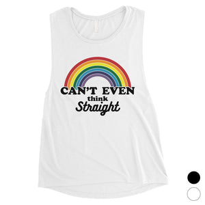 LGBT Can't Straight Rainbow Womens Muscle Top