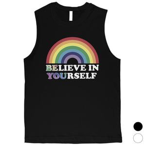 LGBT Be You Believe Rainbow Mens Muscle Top