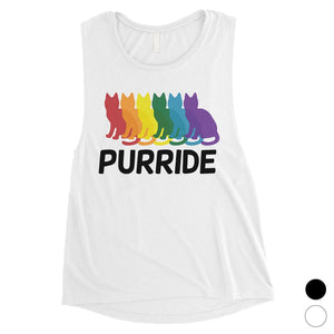 LGBT Purride Rainbow Cats Womens Muscle Top