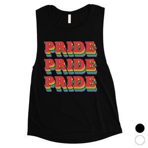 LGBT Pride X3 Rainbow Womens Muscle Top