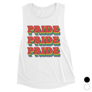 LGBT Pride X3 Rainbow Womens Muscle Top