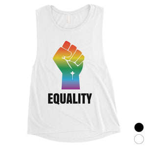 LGBT Equality Rainbow Fist Womens Muscle Top