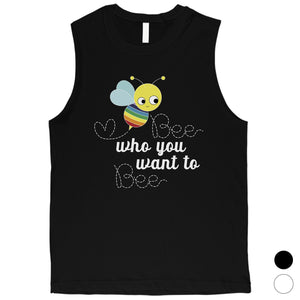 LGBT Bee Who Rainbow Mens Muscle Top