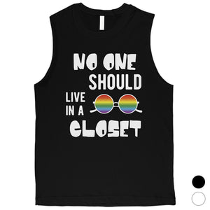 LGBT No Live Closet Rainbow Mens Muscle Top