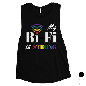 LGBT Bi-Fi Strong Rainbow Womens Muscle Top