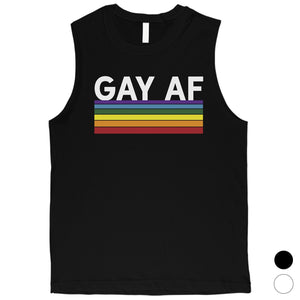 LGBT Gay AF Rainbow Stripes Mens Muscle Top