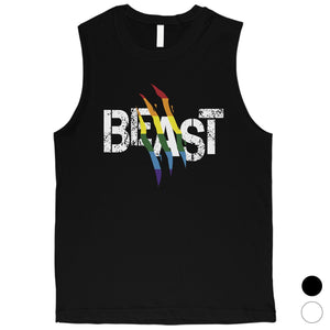 LGBT Beast Rainbow Scratch Mens Muscle Top