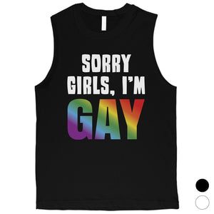 LGBT Sorry Girls Gay Rainbow Mens Muscle Top