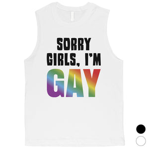 LGBT Sorry Girls Gay Rainbow Mens Muscle Top