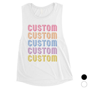 Colorful Multiline Text Charismatic Womens Personalized Muscle Tops