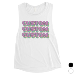 Sorority Theme Purple Top Text Good Womens Personalized Muscle Tops