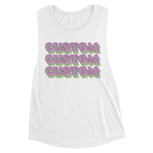 Sorority Theme Purple Top Text Good Womens Personalized Muscle Tops