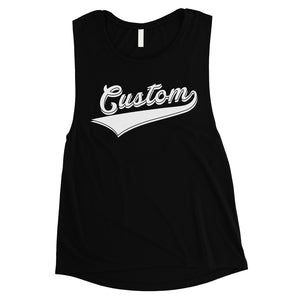 White College Swoosh Fun Cool Rad Womens Personalized Muscle Tops