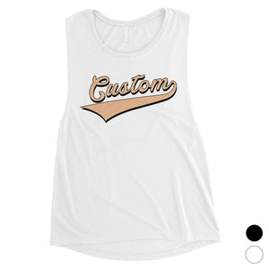 Orange College Swoosh Colorful Womens Personalized Muscle Tops Gift