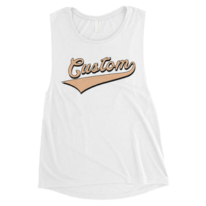 Orange College Swoosh Colorful Womens Personalized Muscle Tops Gift