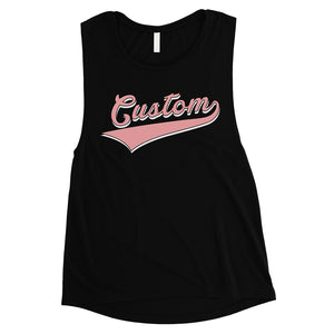 Pink College Swoosh Trippy Amazing Womens Personalized Muscle Tops