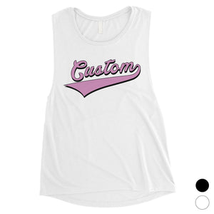 Purple College Swoosh Fun Cool Womens Personalized Muscle Tops Gift