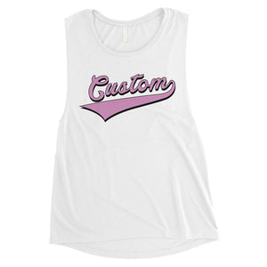 Purple College Swoosh Fun Cool Womens Personalized Muscle Tops Gift