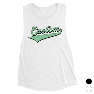 Green College Swoosh Classic Cool Womens Personalized Muscle Tops