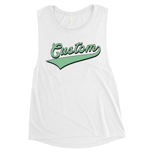 Green College Swoosh Classic Cool Womens Personalized Muscle Tops