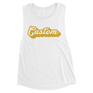 Yellow Pop Up Text Colorful Bold Womens Personalized Muscle Tops